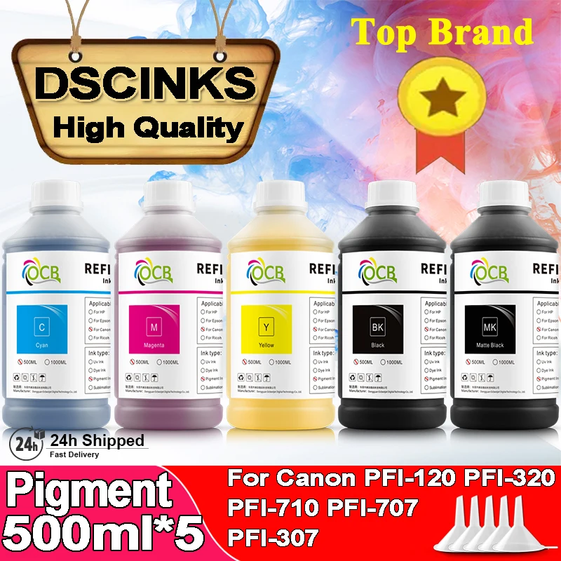 

500ml*5Color Pigment Ink For Canon PFI-120 PFI-320 PFI-710 PFI-707 PFI-307 TX-2000/3000/4000 TM-200/205 TM-300/305 iPF680/780