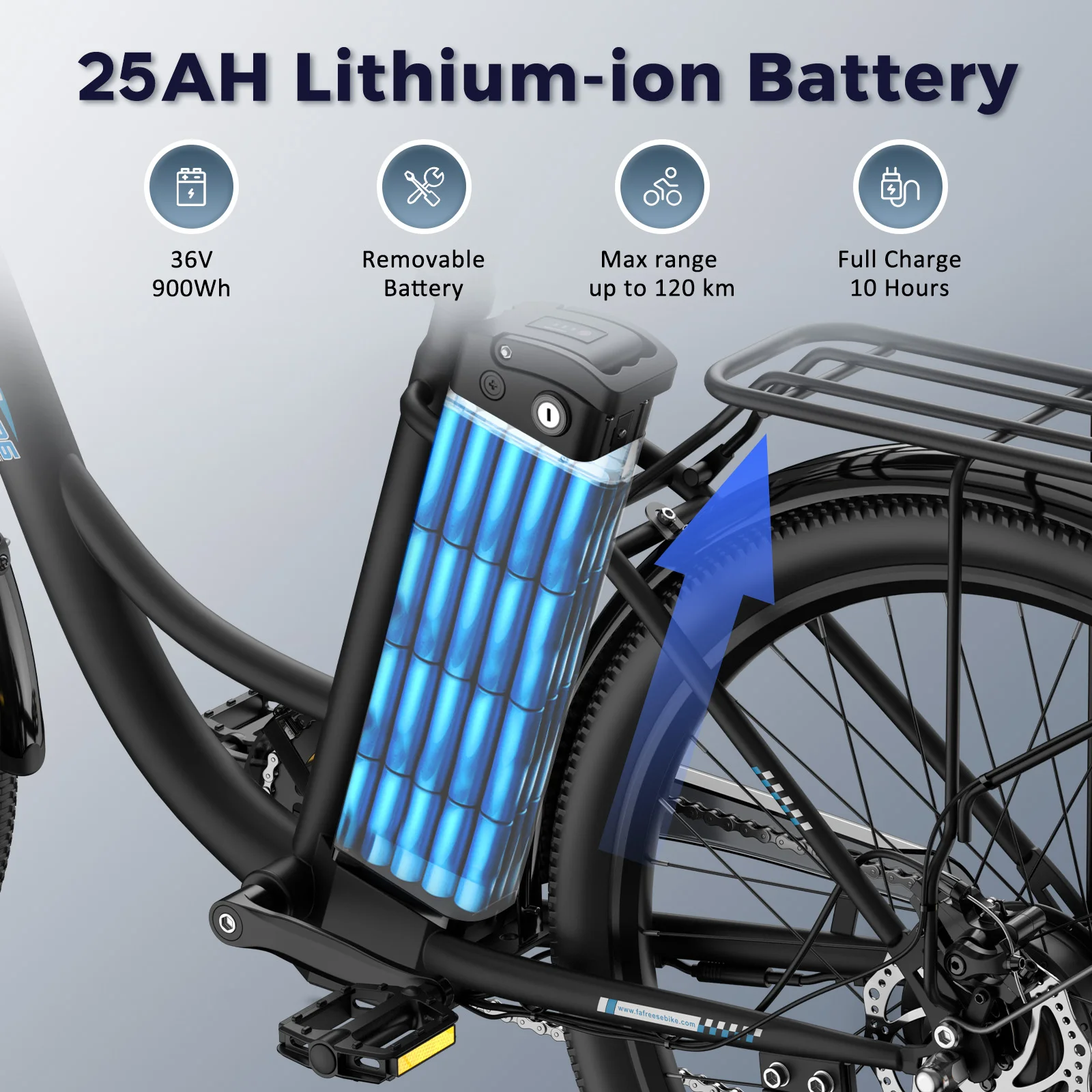 Bicicleta eléctrica Fafrees F26, 36 V, 20 Ah, para adultos, con neumáticos de 20 x 1,95 pulgadas, cuadro de acero de alta resistencia, 7 modos de asistencia, autonomía de 95 a 120 km, motor sin escobillas, batería de litio, frenos de disco, ideal para diversas terrenos, tanto de montaña como de ciudad, para uso en carretera y en la ciudad.