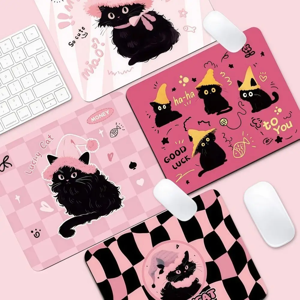 

Non-Slip Black Cat Mouse Pad Rubber Waterproof Women's Mouse Pad Scratch-Resistant Portable Kitten Mouse Pad
