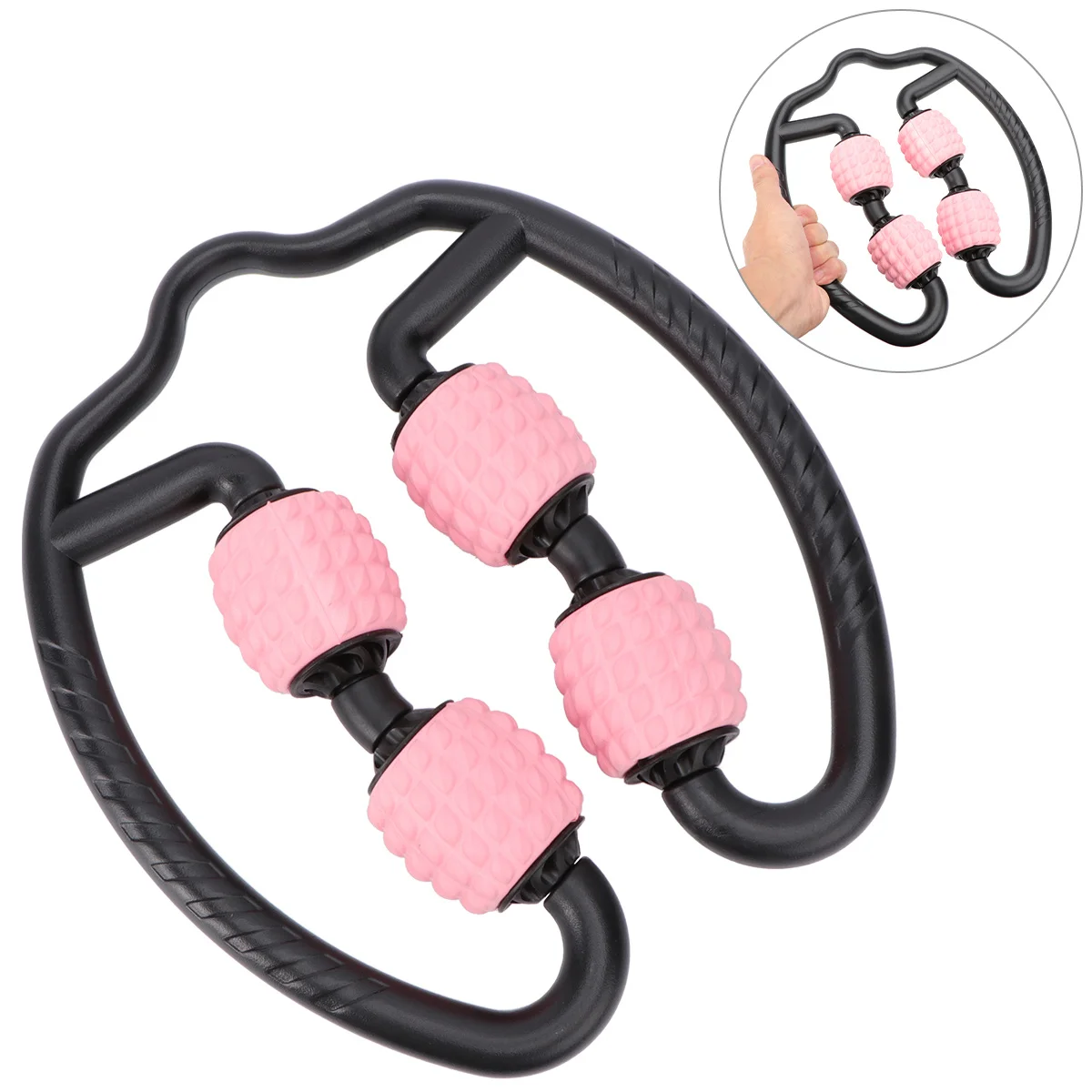 

1pc Massage Roller Pink Smooth Handle For Muscle Relaxation Pain Blood Circulation Fitness Roller Rolling