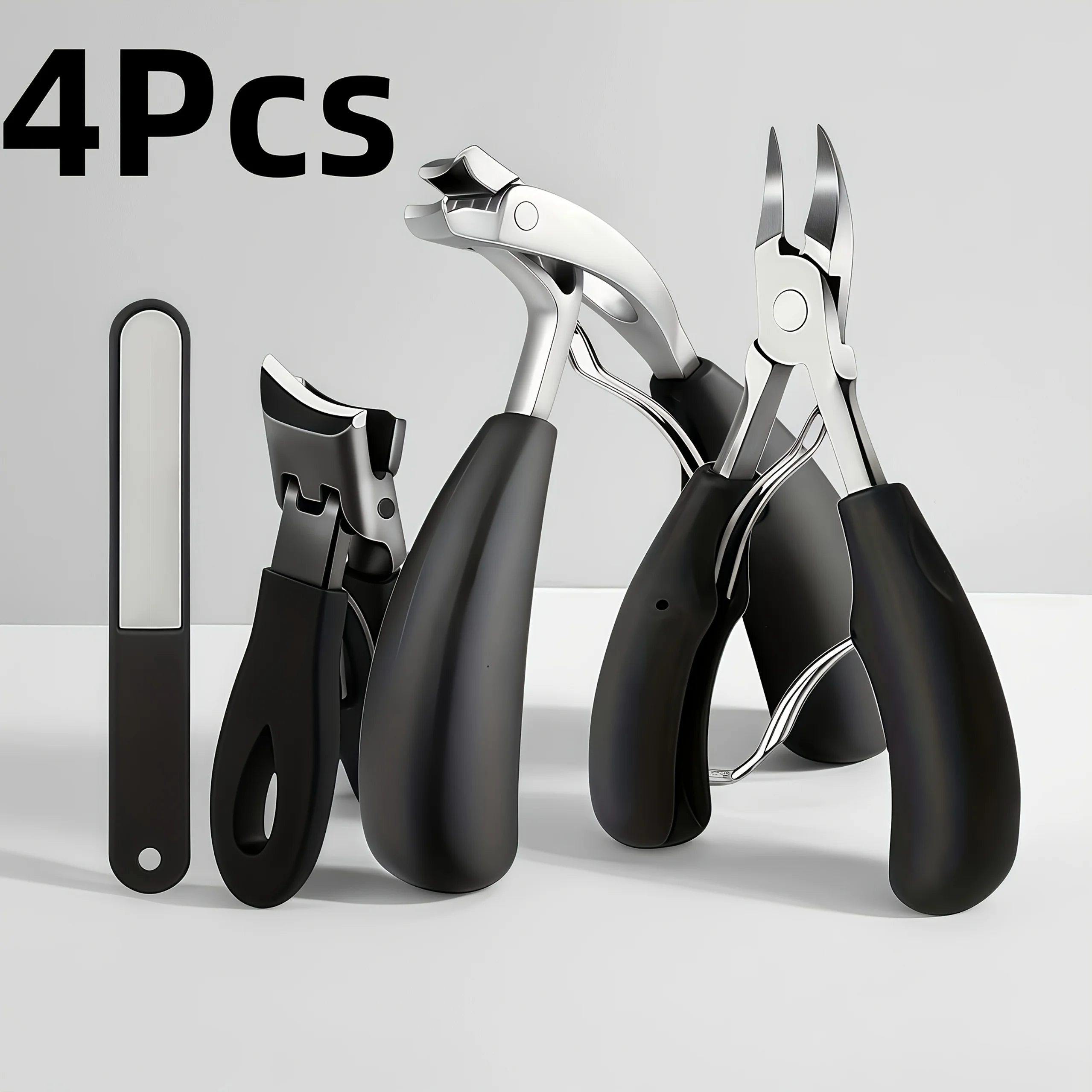 Zestaw narzędzi do paznokci ze stali nierdzewnej odpowiedni do grubych paznokci, zestaw nożyczek do ciężkich prac, wyposażony w pilniki do paznokci i narzędzia kosmetyczne.