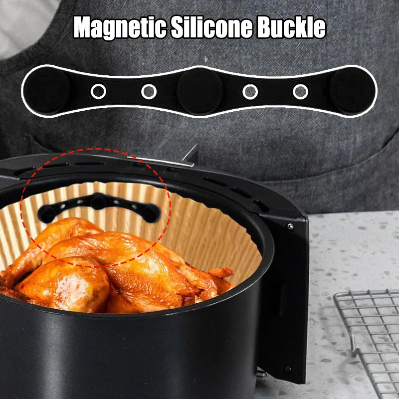 

Air Fryer Magnet Silicone Buckle Reusable High-Temp Magnet Buckle for Holding Down Parchment Paper Liners Preventing Burning