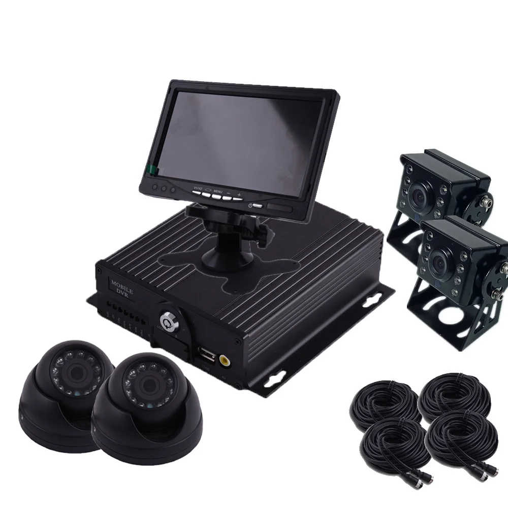 Truck Bus SD Card MDVR 4G GPS Wifi Vehicle Mobile DVR Kit With Car AHD Camera And 7inch LCD Monitor