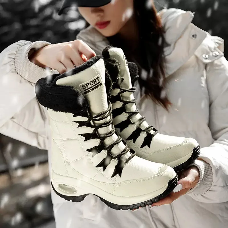

Winter Women Boots Fashion Mid-Calf Snow Boots Winter Wedges Platform Booties Waterproof High-top Boot Winter Women Cotton Boots