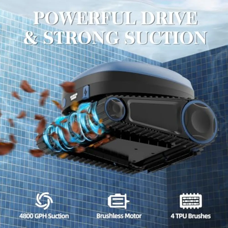 Robotic Pool Vacuum for inground above ground pools, ABS plastic body, blue color, 3-in-1 cordless cleaning with smart navigati