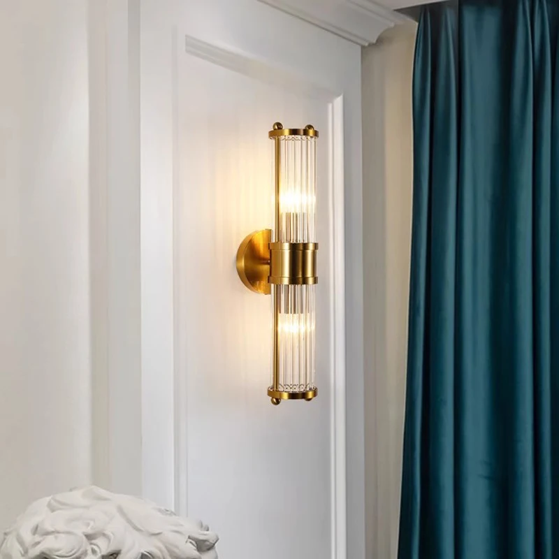 

Bedroom Bedhead Crystal Sconce Light Luxury Modern Simple Lamp Nordic Staircase Corridor Living Room TV Background Wall Lamp