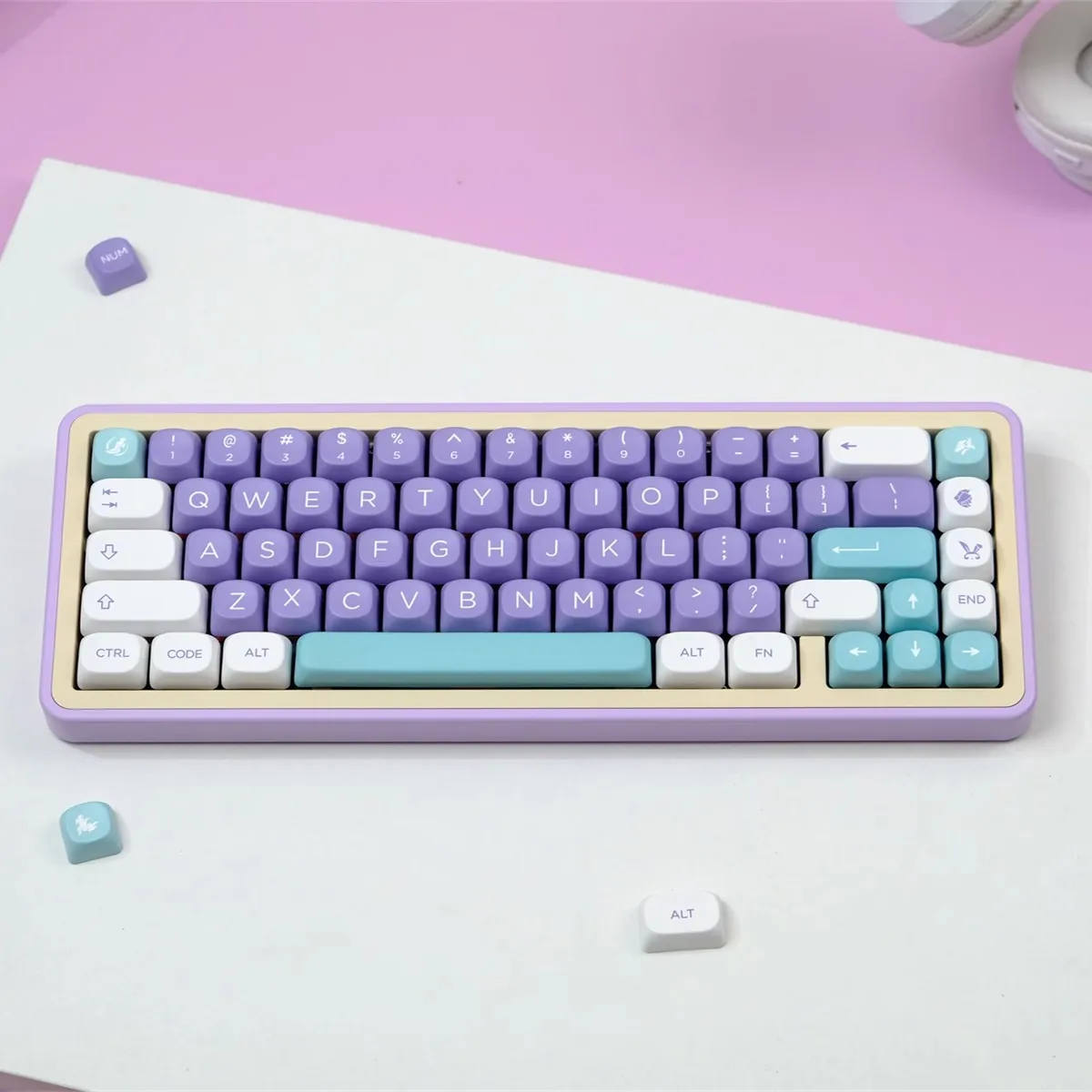 126 Keys/set Mulan Keycaps PBT Dye Sublimation Key Caps MOA Profile Purple Keycap For Keychron Q2 K2 Anne GH60 GK64 Poker 980