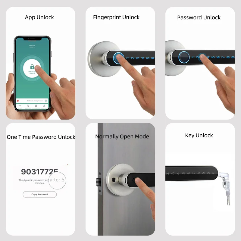 KingKu Biometric Smart Lock Fingerprint Password Electric Digital Lock Tuya Zinc Alloy Keyless Security Door Handle for Home