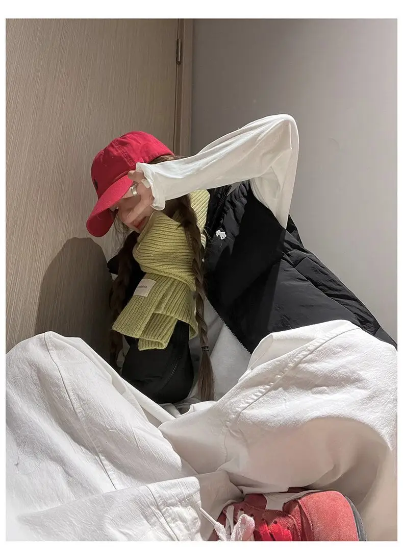 

Vests Waistcoats Thick Womens Cotton White School Spring-Summer Cotton-Padded Cropped Fitted Minimalist French Style Daily Retro