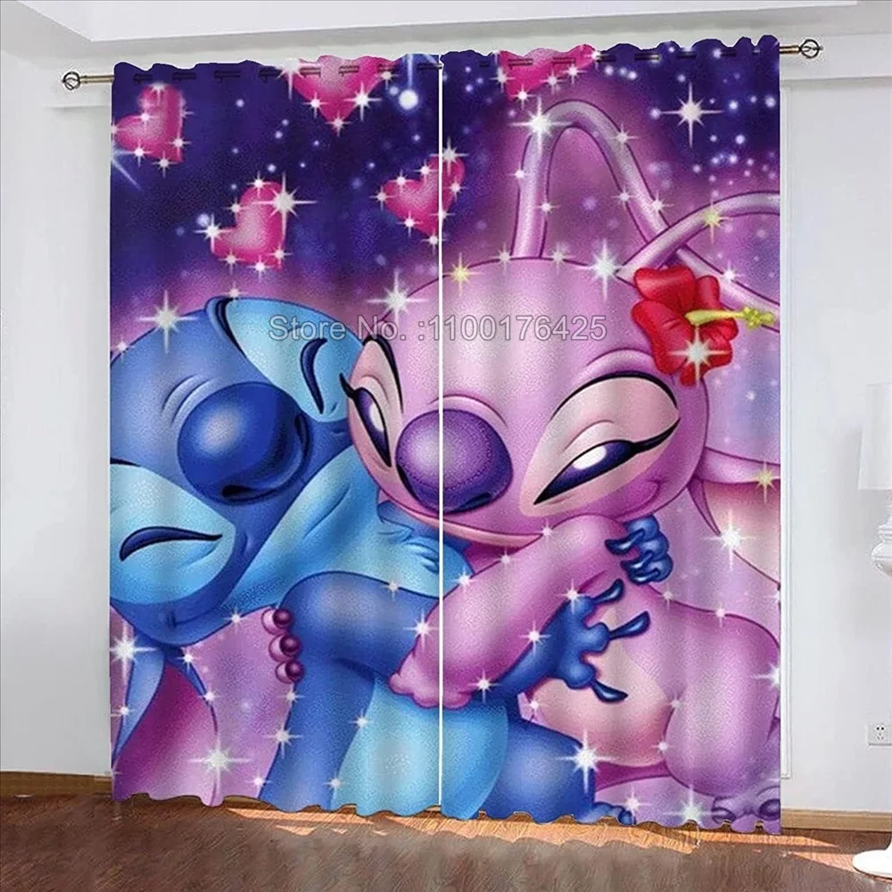 Stitch Blackout Curtain Cartoon Partition Shade Bedroom Decorations Room Curtains Home Multiple Size Window Hangings Home Decor