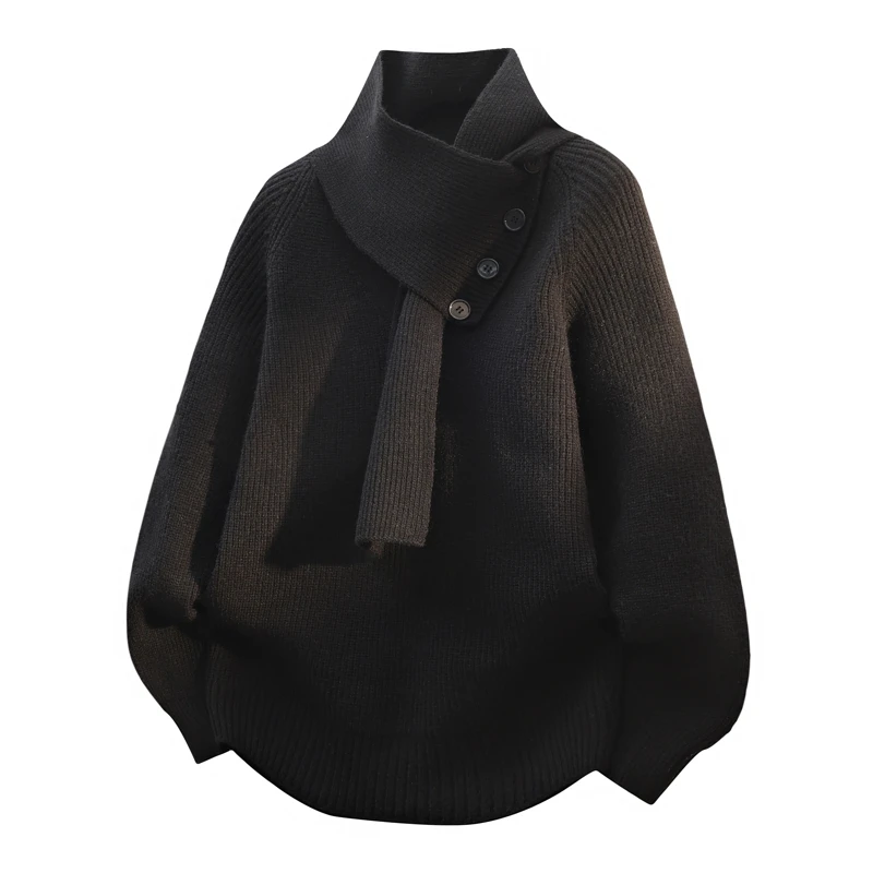 Pull de Style coréen pour hommes, col écharpe, coupe ample, amincissant, couleur unie, chaud et confortable, mode automne hiver, Cardigan pour hommes