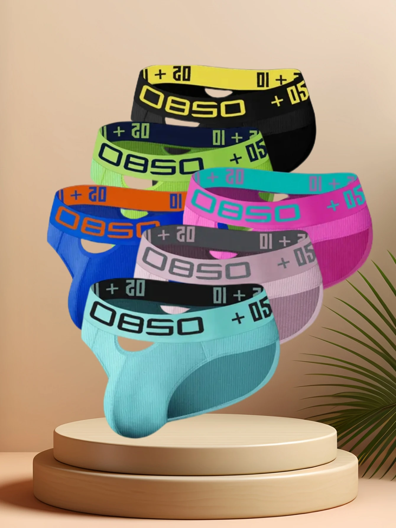1PCS Men's Comfortable Triangle Underwear Wide Waist Hollow Design Color Contrasting Letter Vertical Strip Home Leave No Trace