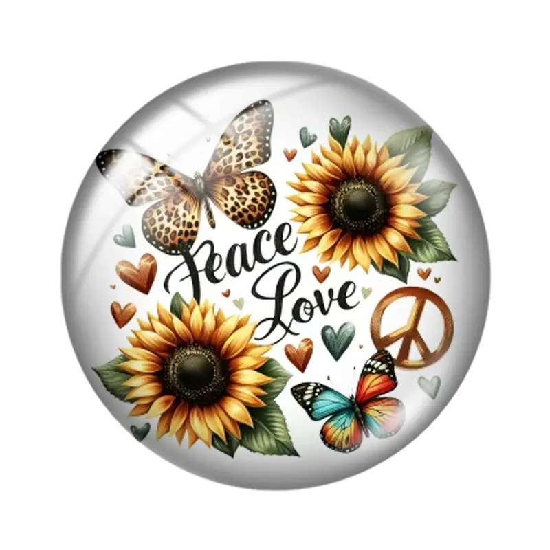Sunflower Butterfly  12/18/20/25mm glass cabochon  bracelet pendant rings for jewelry demo earrings back Making findings
