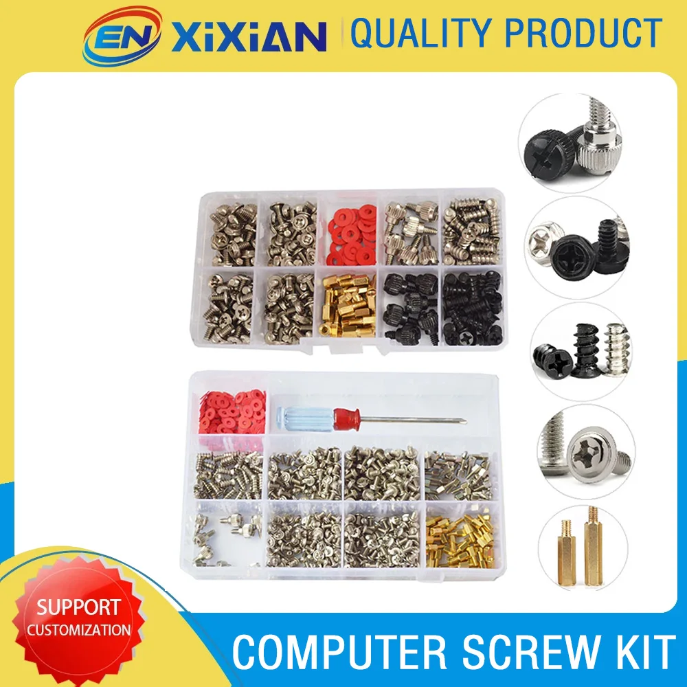 Red Washers Computer Screw Bolt PCB Support Standoffs Set Accessories Kit DIY Motherboard Mount PC Case Fan Screws Hard Drive