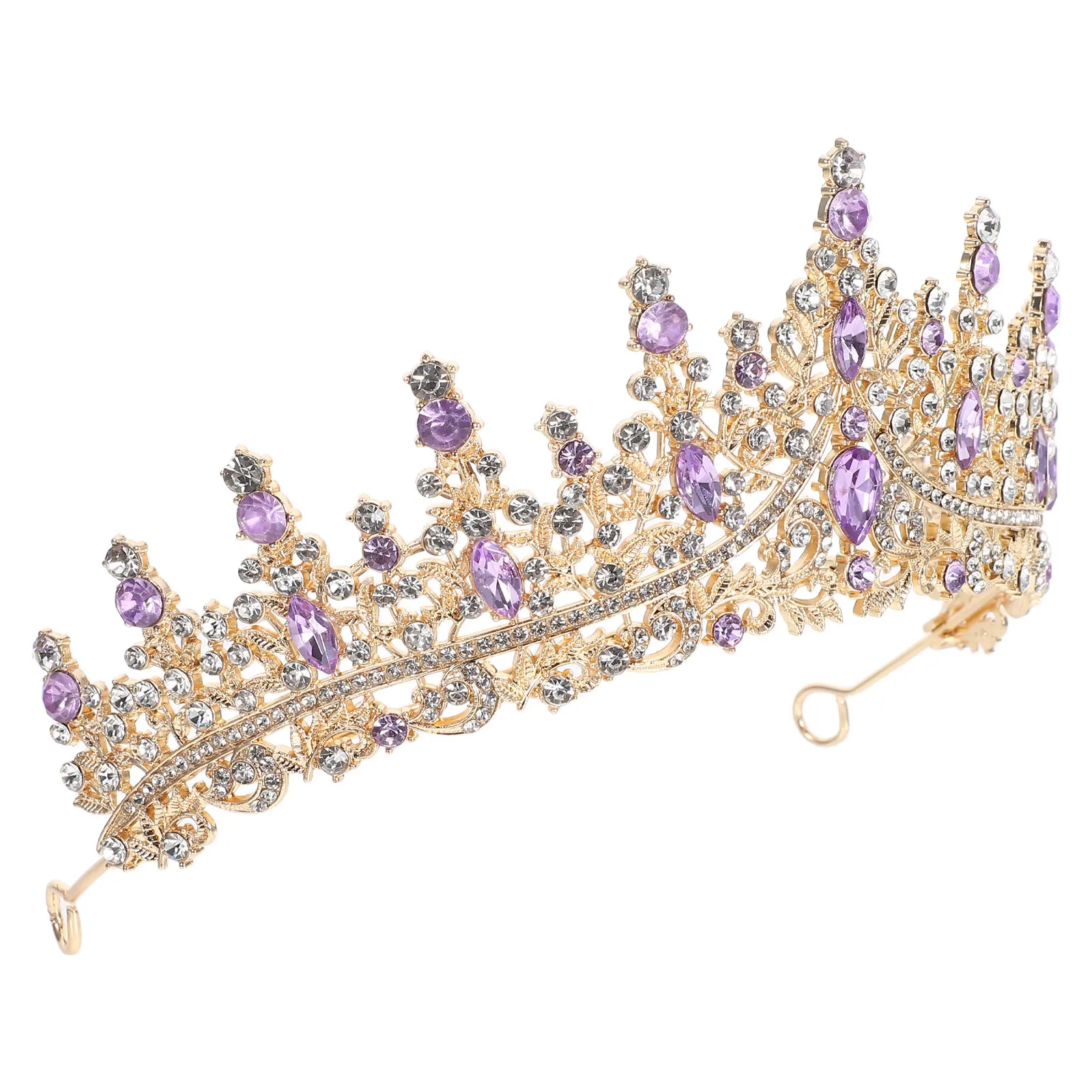 Rhinestone Crown Hair Accessory European Baroque Style Wedding Headpiece for Bride Birthday Prom Party Bridal Hair Comb Tiara