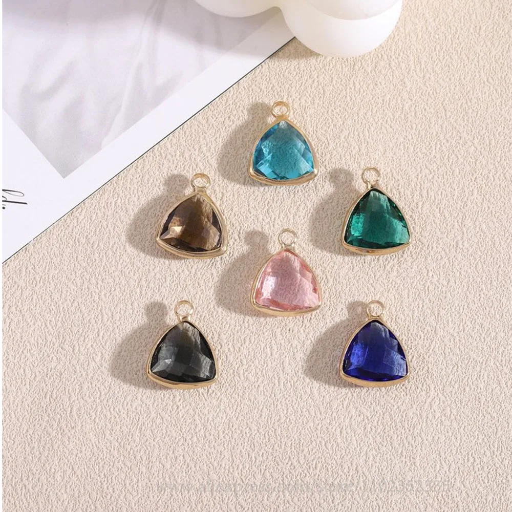 50pcs/ Bag   DIY rare earth glass copper wrapped triangular earrings pendant pendant necklace bracelet accessories