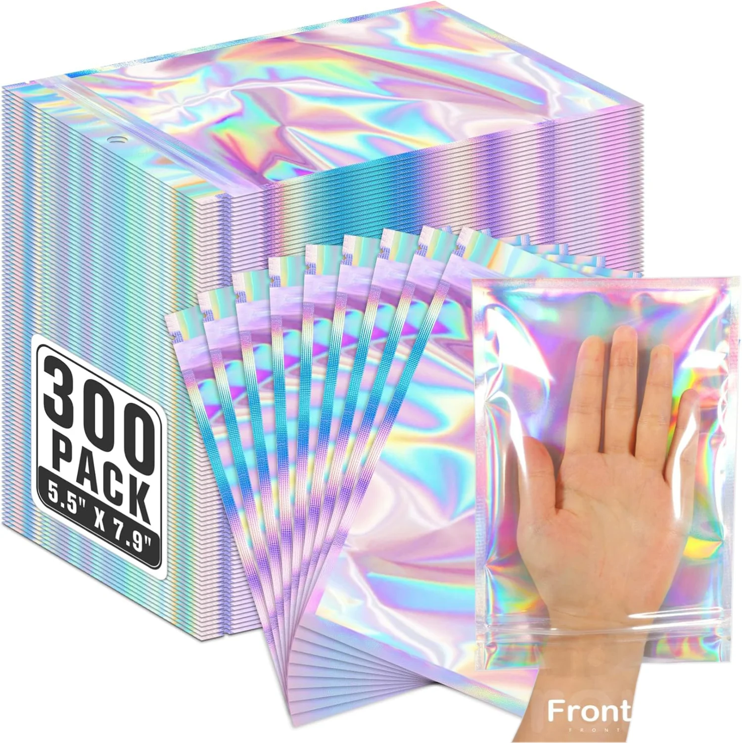 Bolsas de sellado láser de 10-300 Uds., bolsa holográfica de plástico para alimentos y dulces, collar resellable, embalaje de regalo de joyería, bolsa de almacenamiento de cocina