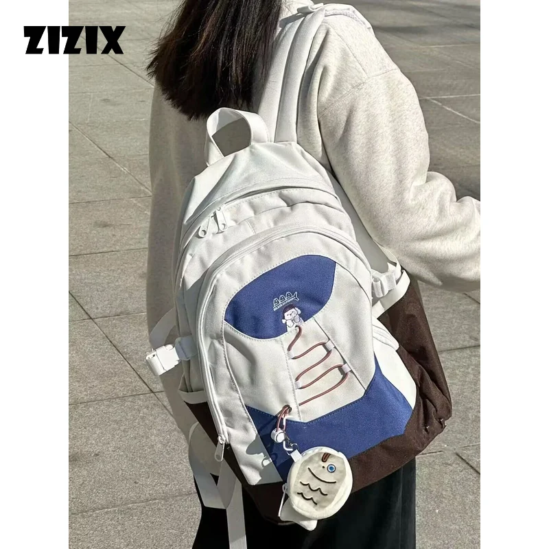 Causal White Backpack Student School Bag for Girl Korean Style Preppy Schoolbag Women's Travel Bag Large Capacity Waterproof New