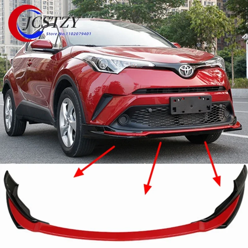 For Toyota C-HR CHR Front Bumper Lip Diffuser Protector Body Kit Spoiler Bumper Car Front Shovel Collision Sport Black 2018-2019