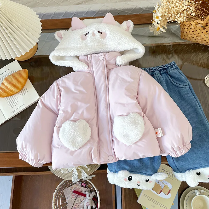 

2025 Winter Toddler Girl Down Coat Thick Warm Children 1-6Y Girl Outerwear Coat 90% White Duck Korean Kids Baby Girl Down Jacket