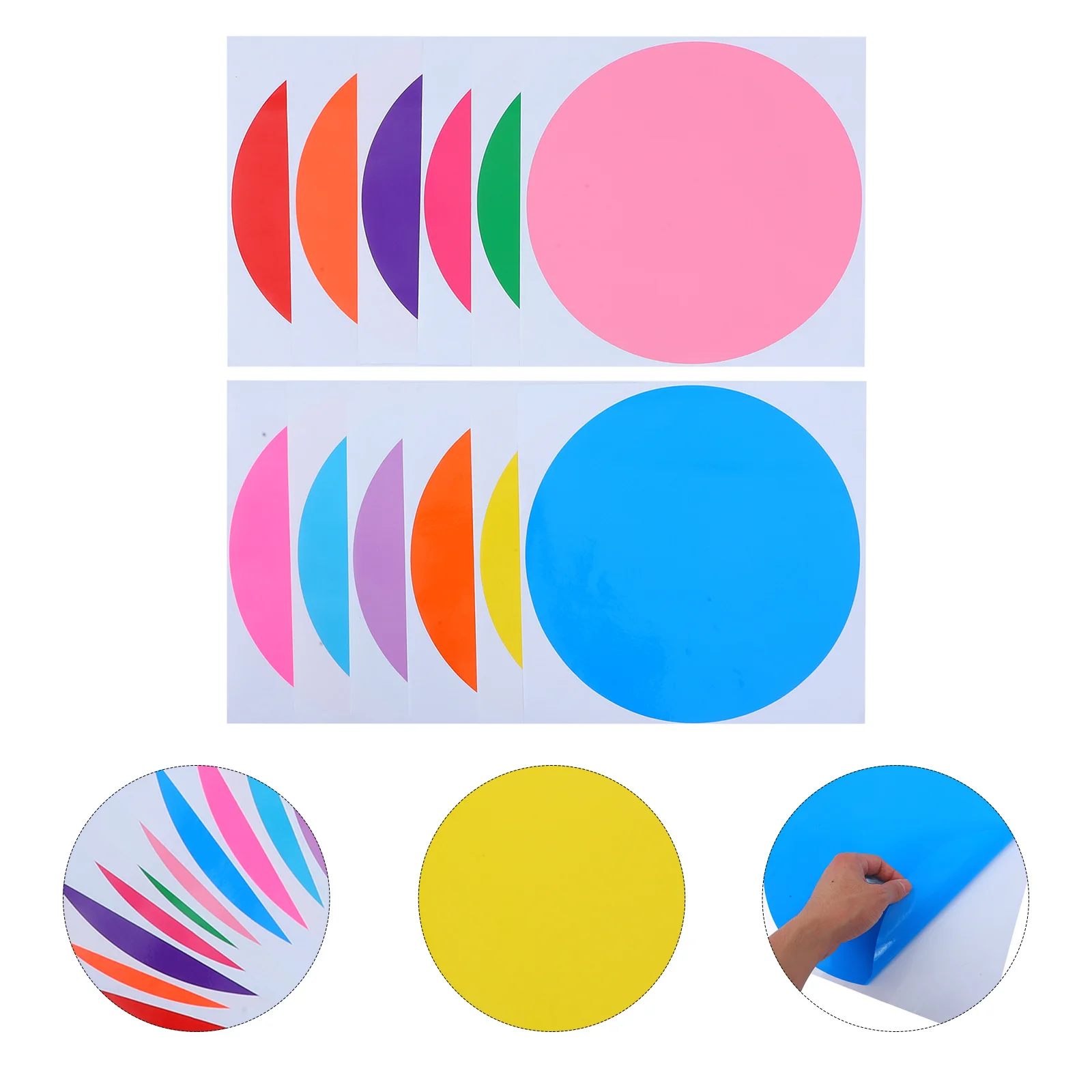 

12 Sheets Self-Adhesive Erasable Board Stickers Colorful Dry Erase Dots for Classroom Tables Easy to Erase and Rewrite Decals