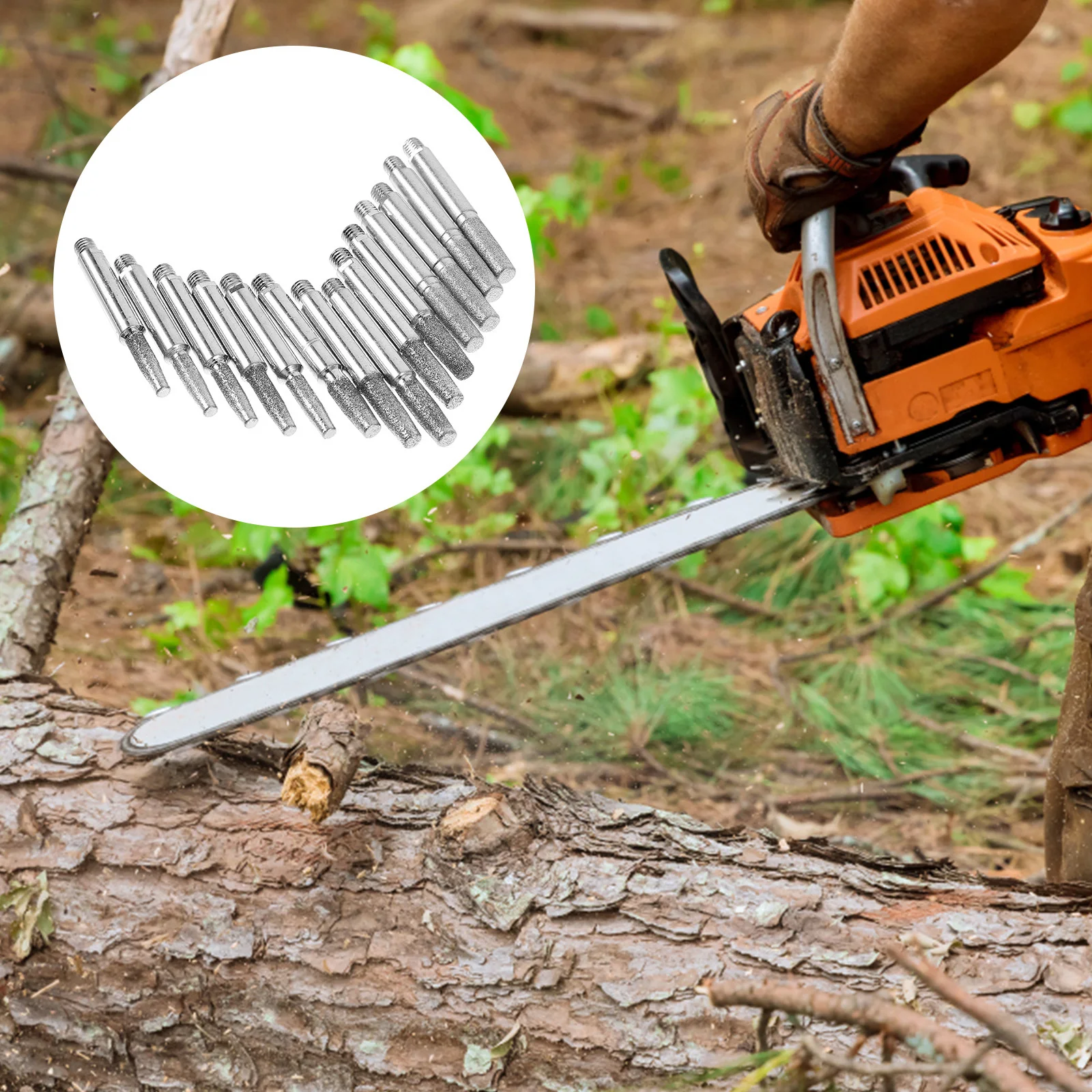 

12 шт., набор инструментов для заточки бензопилы, железные корундовые шлифовальные камни, практичные шлифовальные насадки для заусенцев, точилка, набор аксессуаров для бензопилы