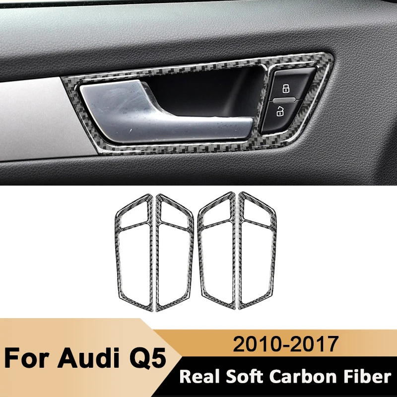 

For Audi Q5 2010-2017 Carbon Fiber Car Door Inner Handle Panel Panel Trim Frame Decorative Sticker Auto Interior Accessories