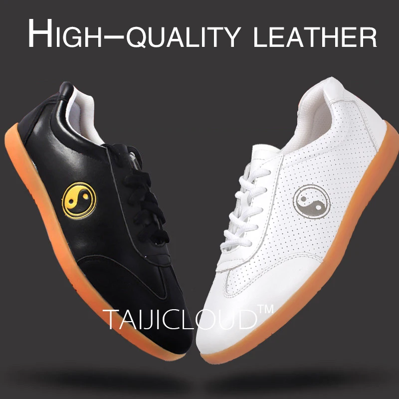 Men's & Women's Tai Chi Martial Arts Training Shoes - Genuine Leather Upper with Non-Slip Rubber Sole for Morning Practice