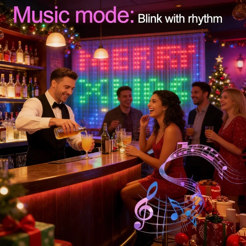 App Controlled LED Fairy Curtain Lights, DIY String Lights Warm Backdrop Decor for Christmas Window Room Party