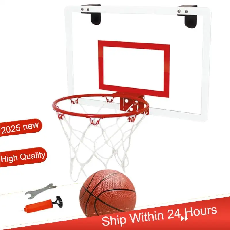 

Новый детский баскетбольный набор ABJX: подвесная баскетбольная стойка, доска для баскетбола на дверь, без сверления, прозрачная, маленькая, с отскоком