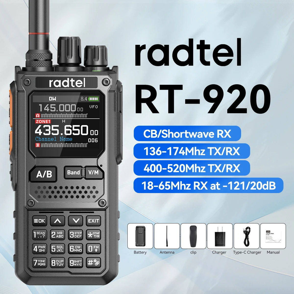 radtel-rt-920-10w-talkie-walkie-longue-portee-sw-mw-lw-am-ssb-cb-recevoir-sans-fil-bluetooth-telephone-programmation-ham-radio-hf-noaa