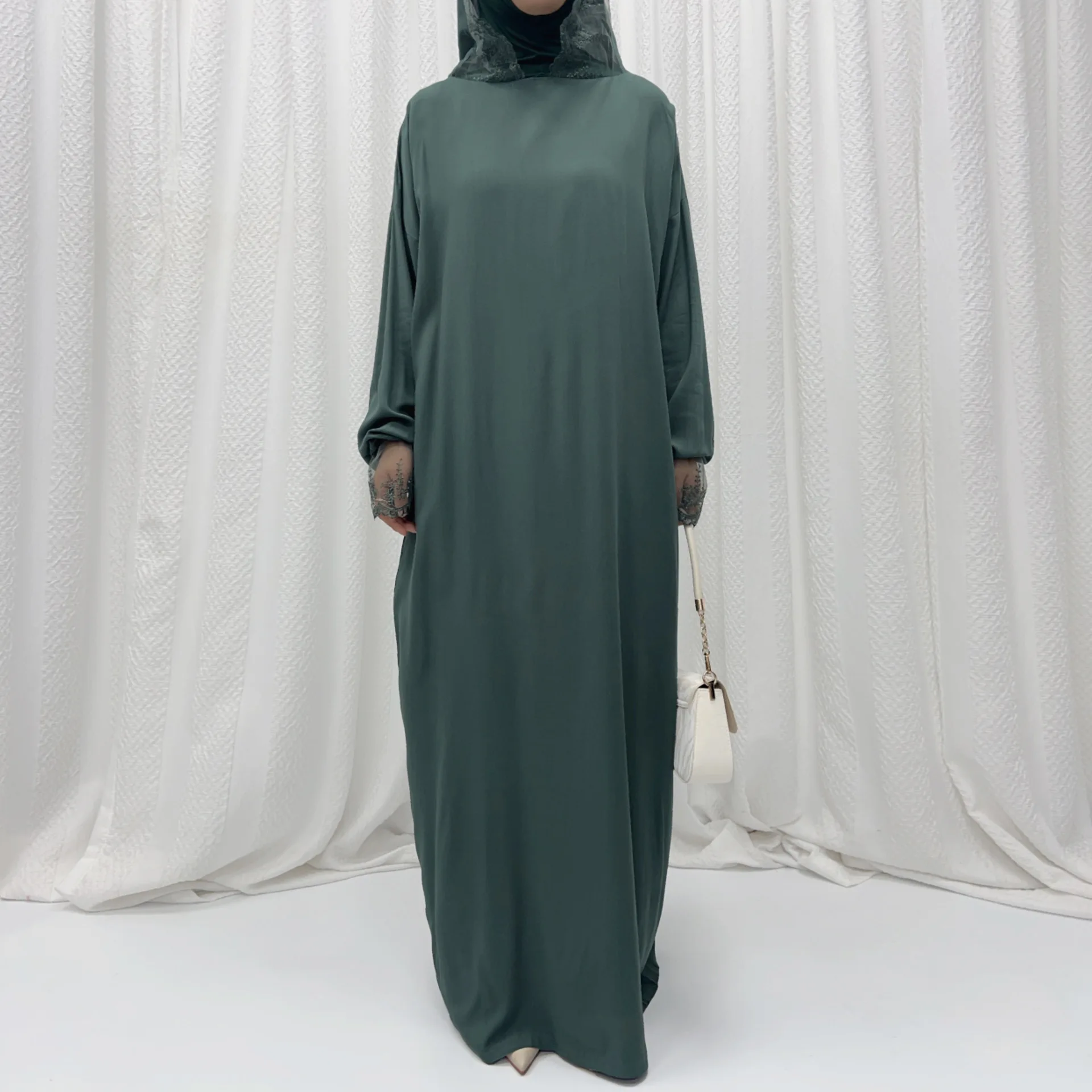 Ramadan dubaï dentelle Abaya robe longue à capuche Eid Djellaba robes de prière musulmane femmes Islam vêtements turquie caftan Jalabiya Burqa
