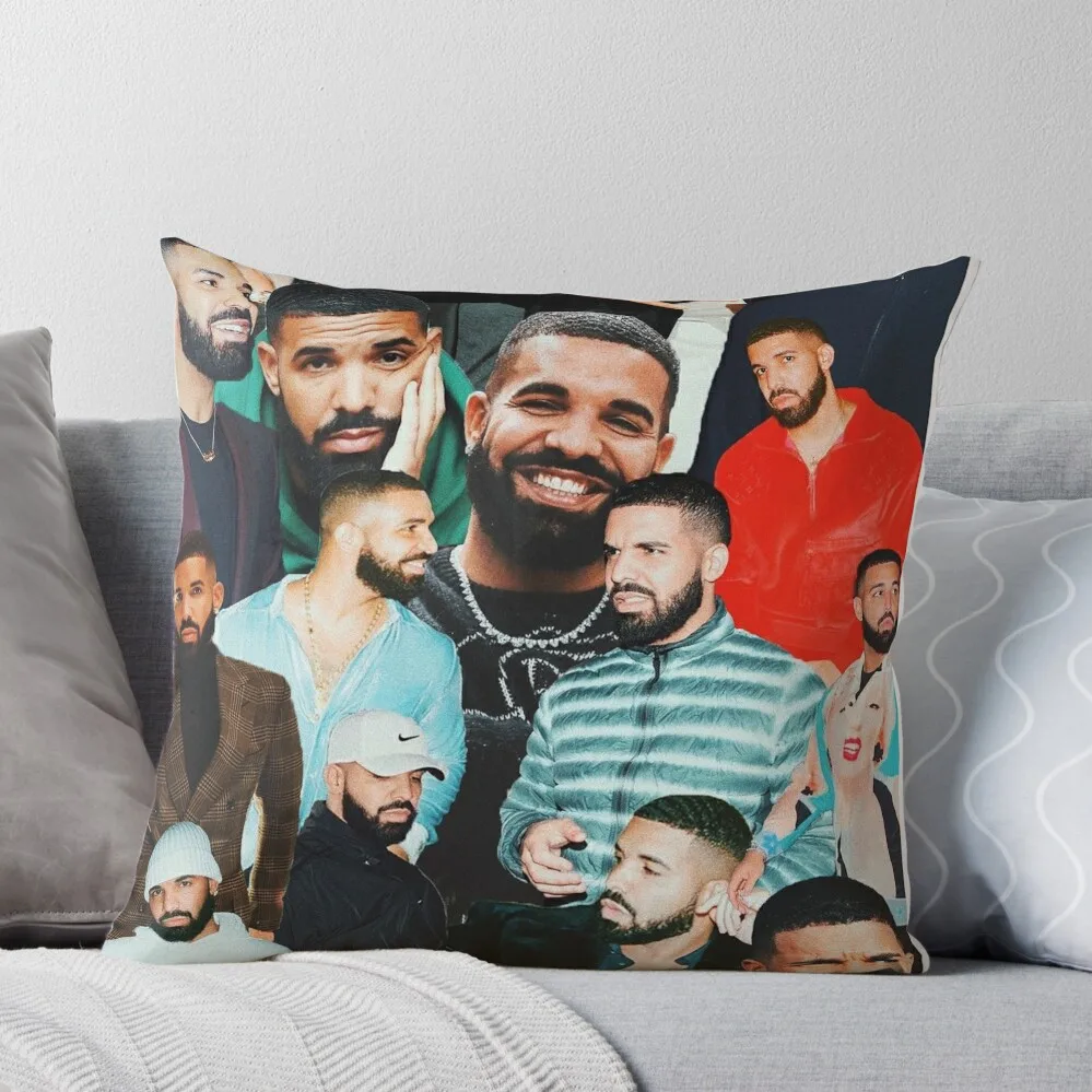 

drake collage Throw Pillow autumn decoration christmas decorations 2024 Pillows Aesthetic