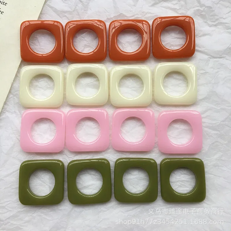 5pcs Japanese Geometric Round Corner Square Color Hollow Ring Square Frame Resin Accessories Diy Handm