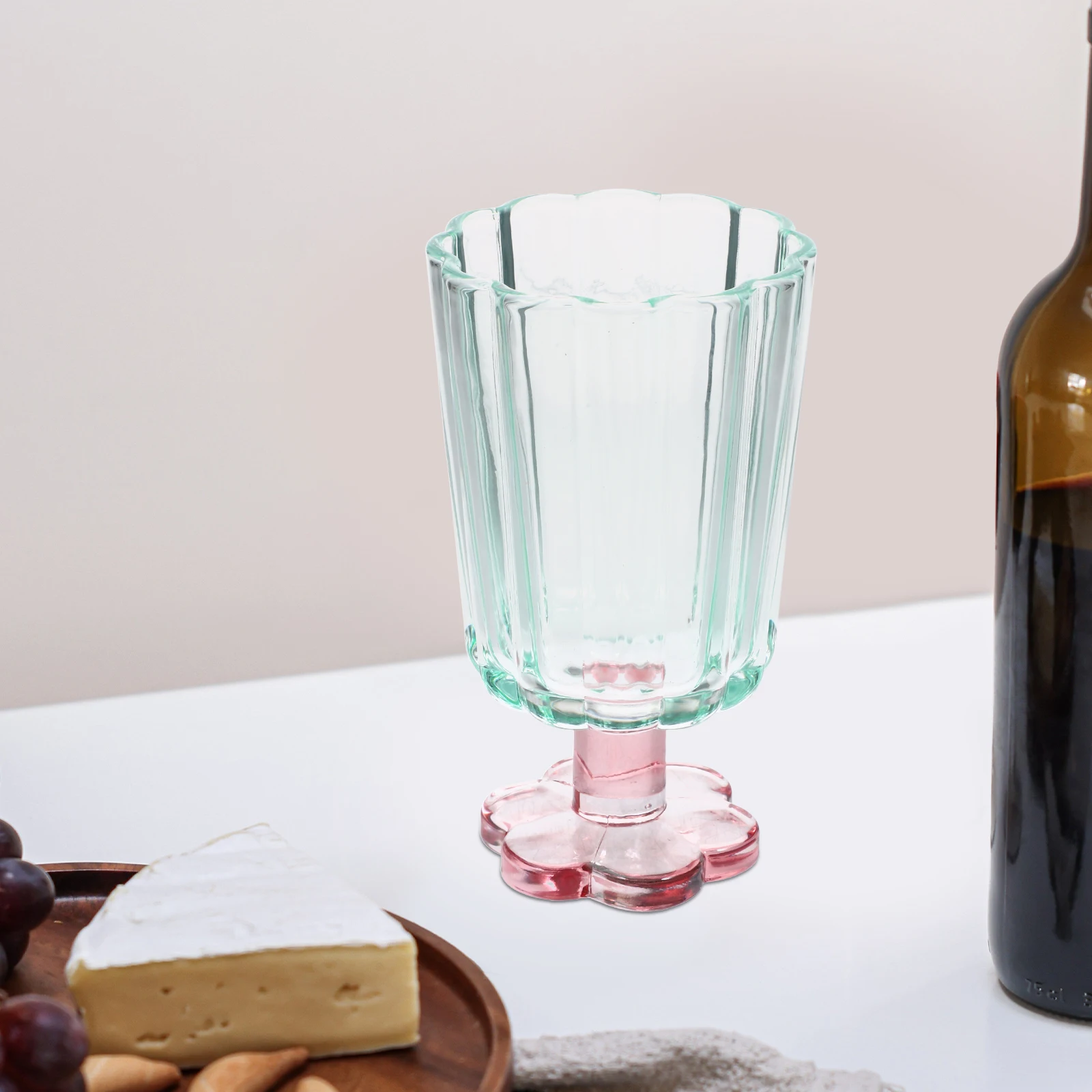 

Glazed Water Cup Vintage Glassware Sturdy Base Decorative Glasses Unique Cocktails Goblet Home Party Wedding