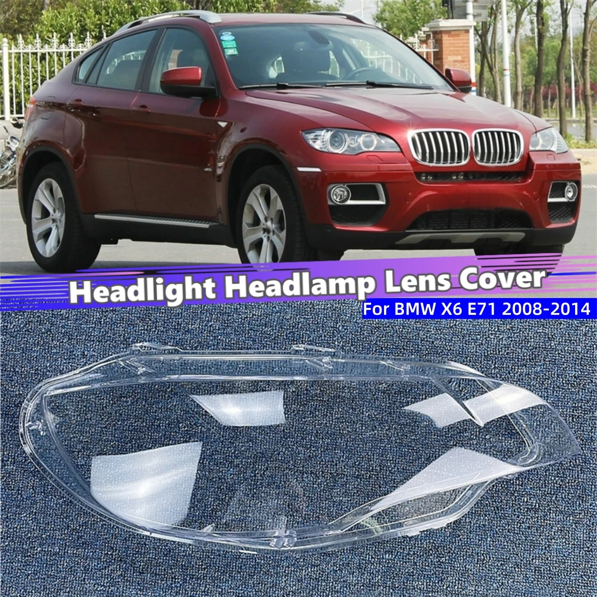 For BMW X6 E71 2008 2009 2010 2011 2012 2013 2014 Car Accessory Products Polycarbonate High Gloss Fully Transparent Lens Masks