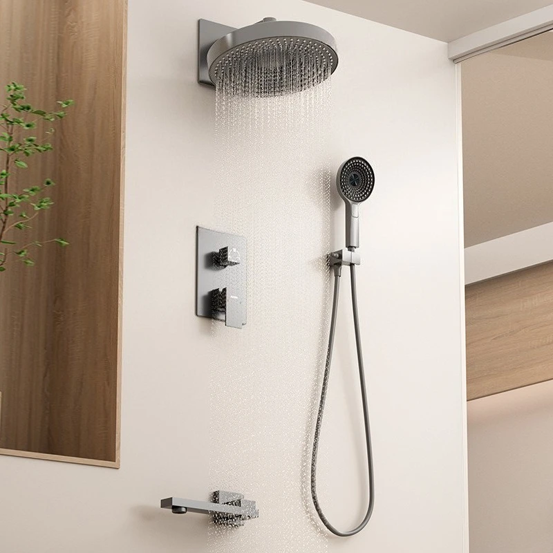 Wall Mounted Concealed Cold Hot Water Showerhead Thickened Easy Clean Durable Shower Trim System Convenient Bathroom Fixture