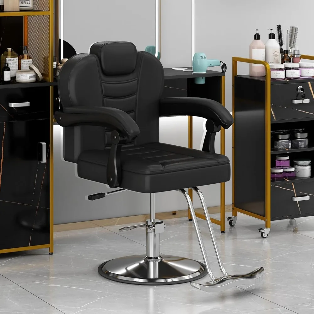 

Hydraulic Recliner Barber Chair for Hair Salon with 20% Extra Wider Seat & Heavy Duty Hydraulic Pump, Upgraded Salon Beaut