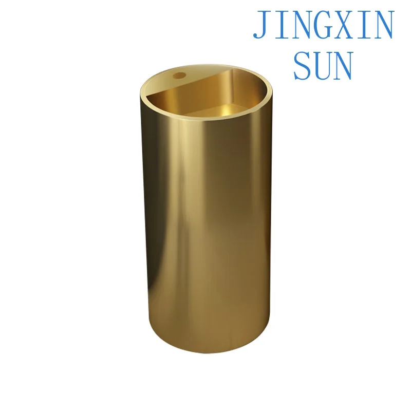 Round stainless steel pillar wash basin Hotel B & B wash basin Integrated floor Column type