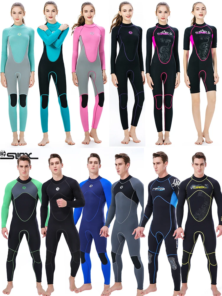 Slinx Mens 3mm Full Body Wetsuit Womens, One-piece Diving Suit Back Zip Wetsuit for Scuba Diving Snorkeling Surfing Swimming