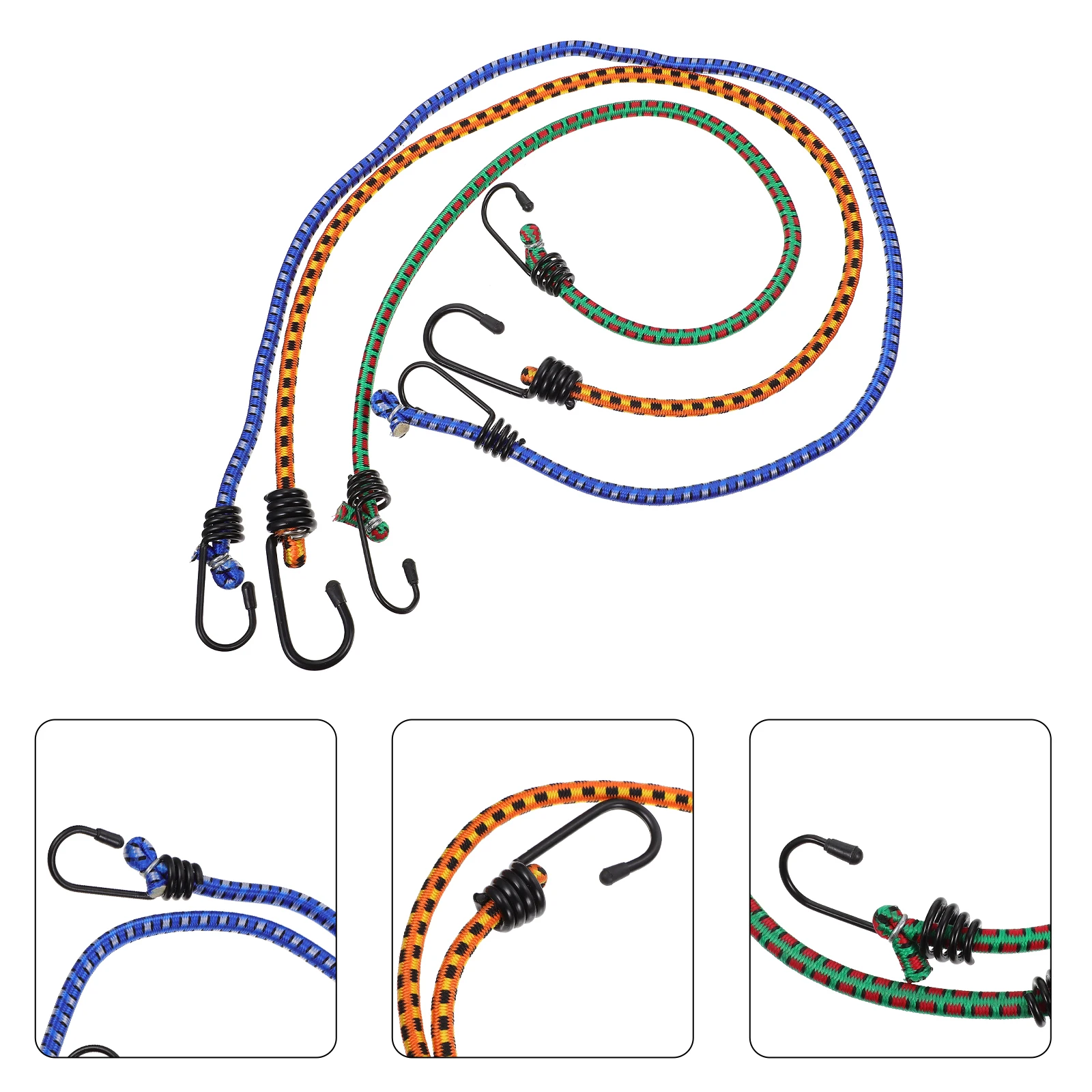 

3 Pcs Cycling Luggage Rope Hooks Tied Fastening Belt Elastic Bungee Cargo Cord Stretch