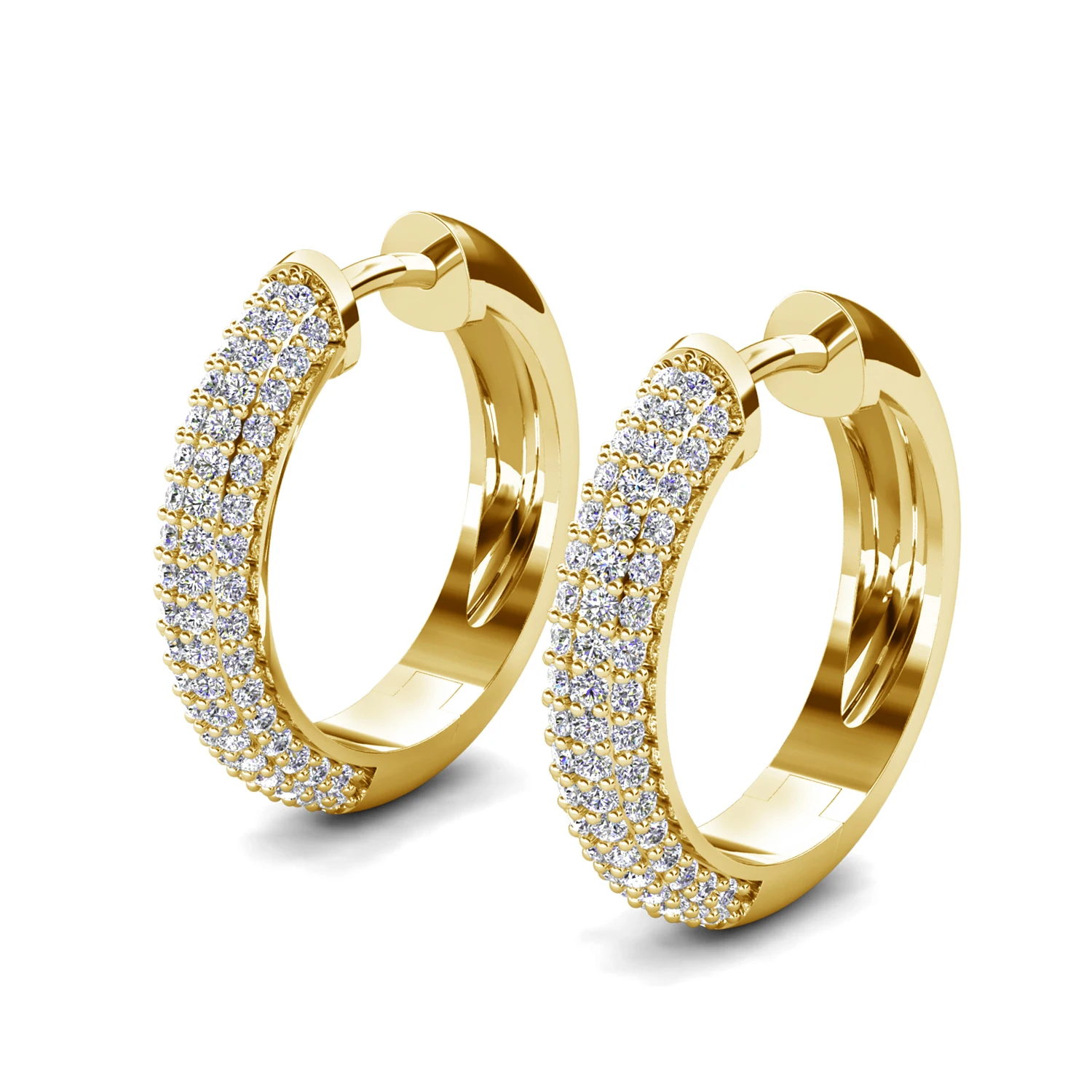 Triple Row Paved Hoop Earrings Embellished with Swarovski Crystals Copper Rose Gold Plated Women Jewelry Bridal Prom Gift 2026