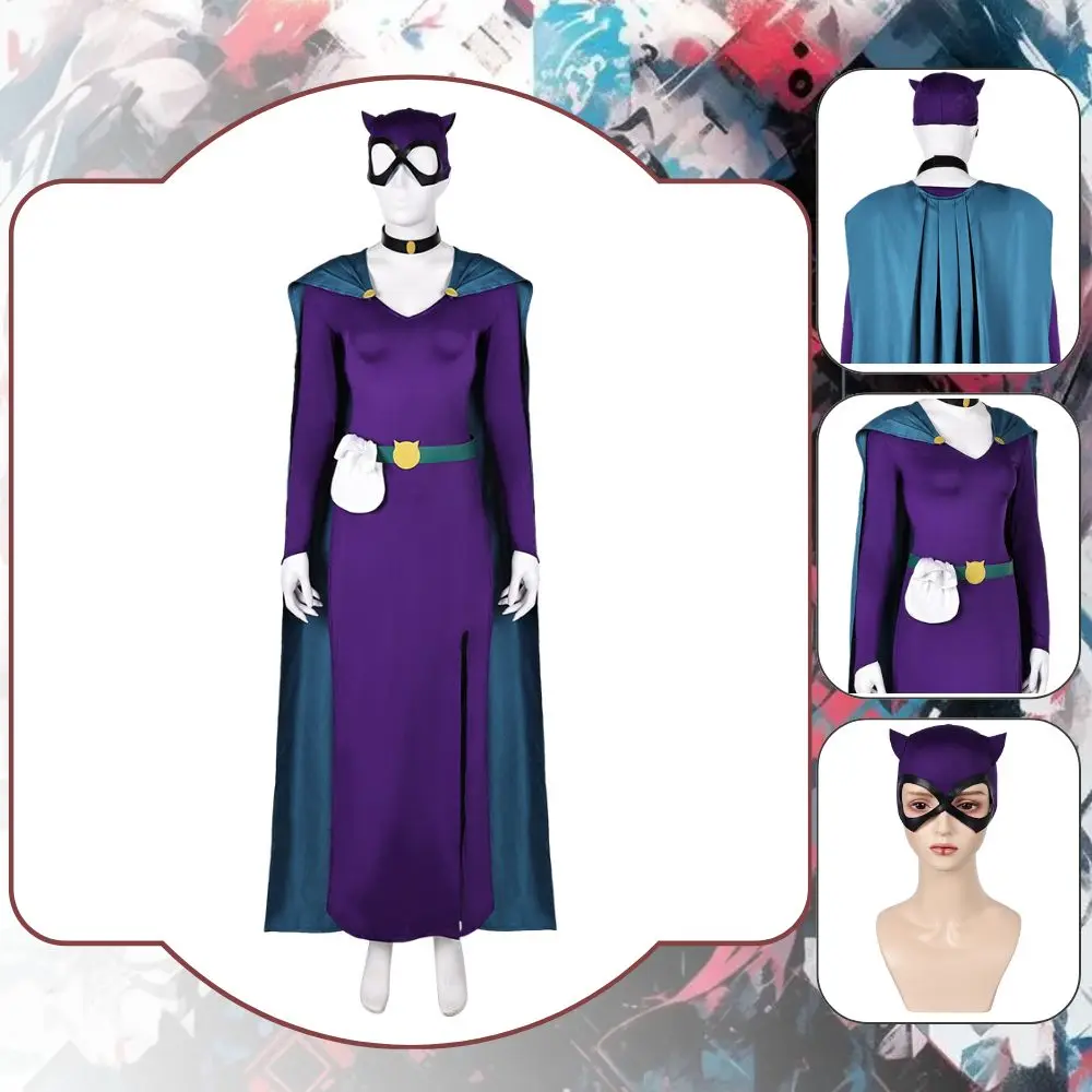 Movie Cartoon Super Villain Bat Cosplay Cat Girls Cosplay Costume Disguise For Female Women Adult Cloak Halloween Carnival Suit