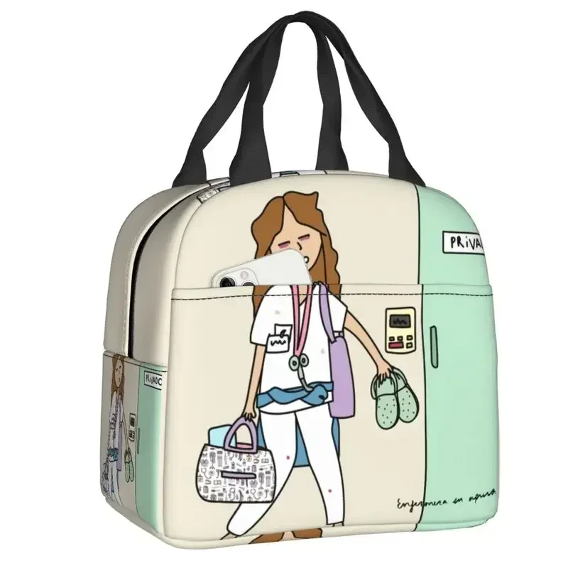 

Enfermera En Apuros Doctor Nurse Lunch Bag Waterproof Thermal Cooler Insulated Bento Box For Women Kids School Food Tote Bags