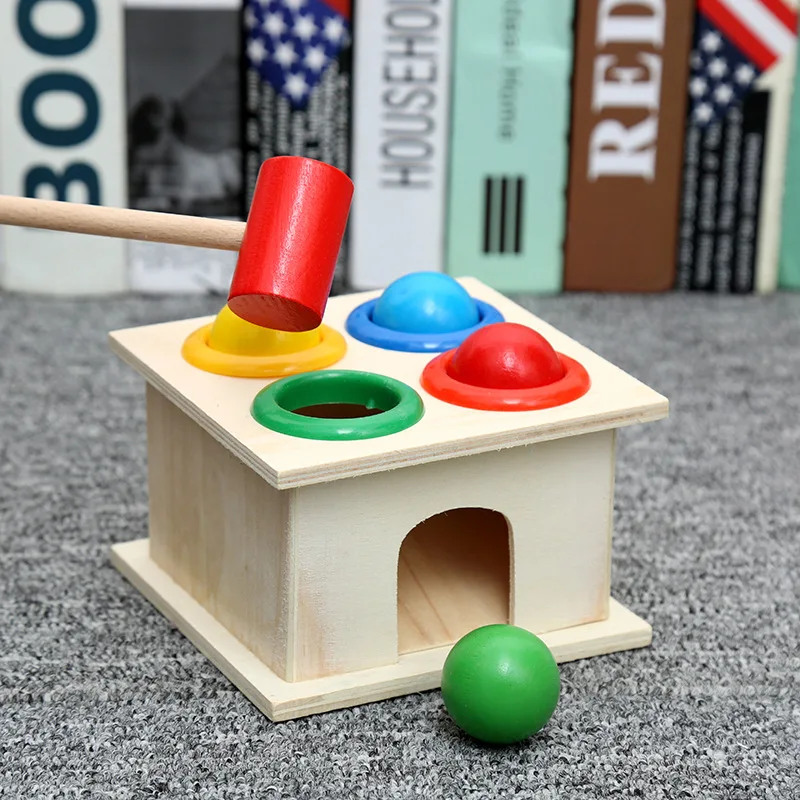 

Children Wooden Ball Hammer Box Beat Toy Colorful Wood Ball Hammering Game Kids Educational Billiards Knocks Pounding Baby Toy