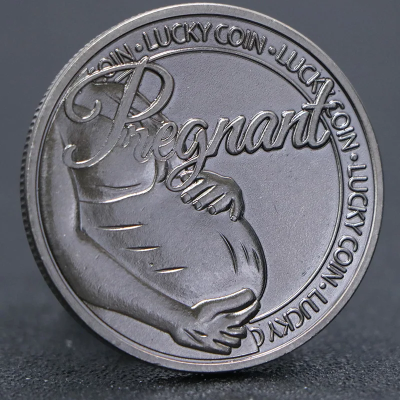 Moneda de deseos de embarazo milagro de la vida, regalo de recuerdo de fieltro cardíaco para que se esperan a las mamás, comiden el viaje alegre, monedas sin moneda