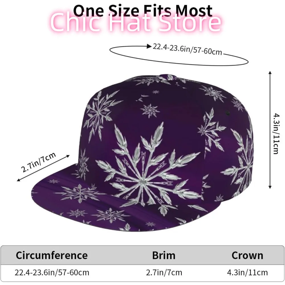 قبعة مسطحة قابلة للتعديل للرجال والنساء، قبعة بيسبول هيب هوب - ندفة الثلج متدرجة باللون الأرجواني