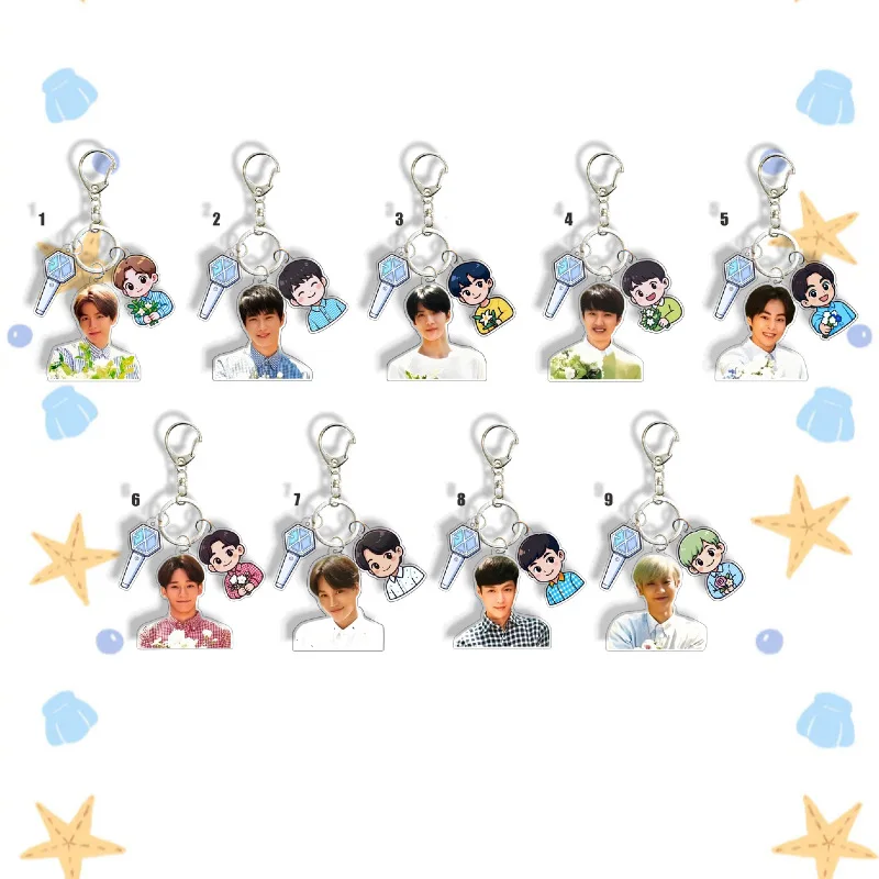 Kpop Idol EXO Периферийный акриловый брелок для ключей с рюкзаком Baekhyun SeHun ChanYeol XIUMIN D.O. Подарки для фанатов Chen KAI SUHO LAY