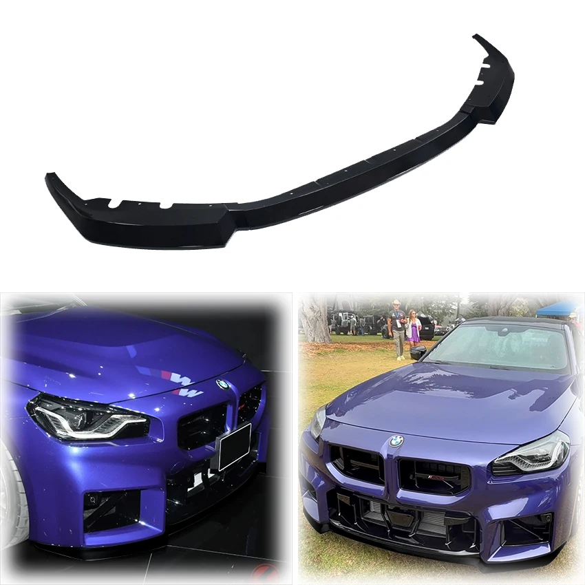3PCS 2023 To Up For BMW 2 Series M2 G87 MP Style Front Bumper Lip Spoiler Splitter Diffuser Guard Trim Glossy Black Body Kit ABS