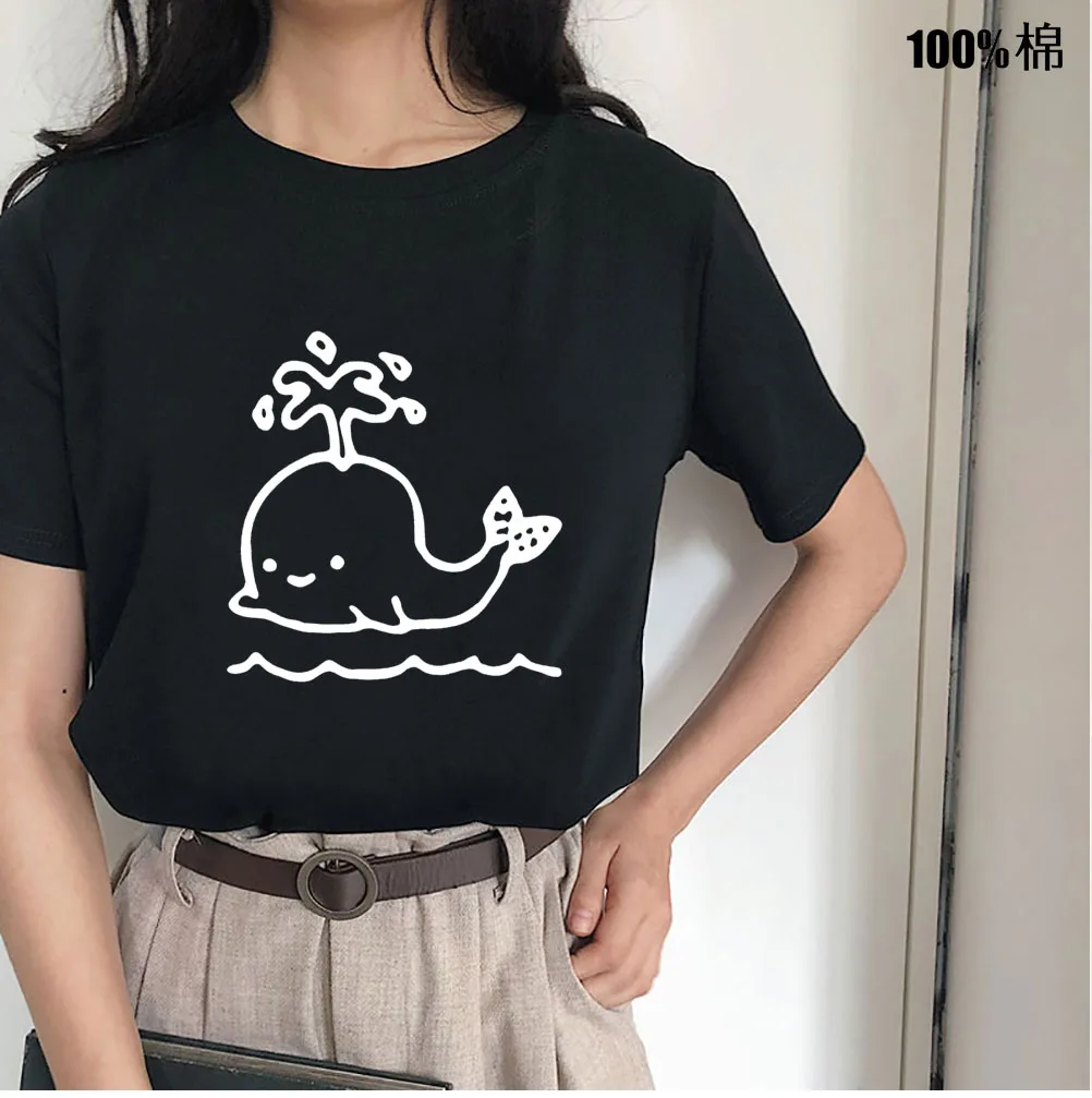 100% cotton whale Print Women tshirt Casual Cotton Hipster Funny t shirt For Lady Top Tee Tumblr Drop Ship